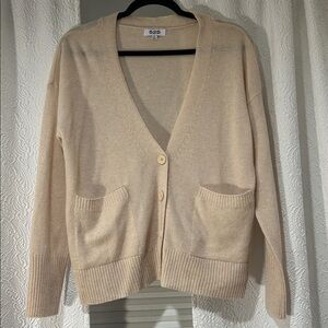 525 America Women's 100% Cashmere Beige Cardigan